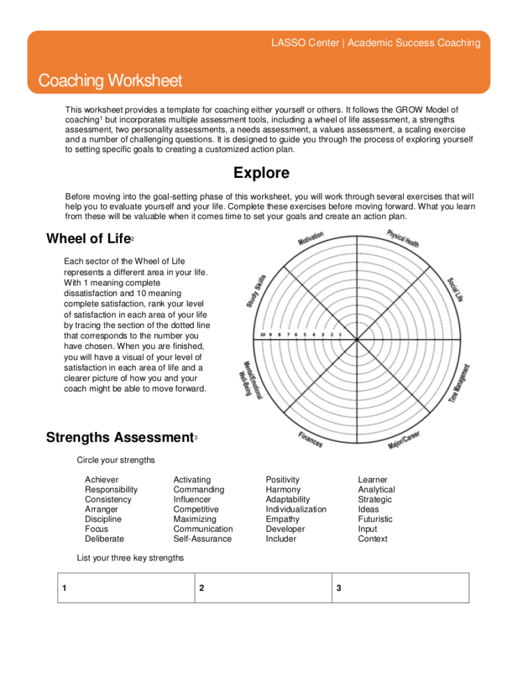 9 Coaching Worksheet  In Pdf