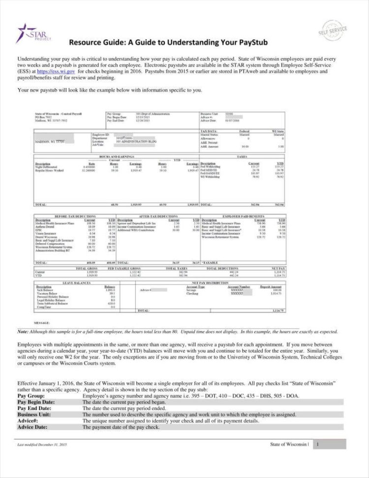 9 Free Pay Stub S  Free Pdf Doc Format Download