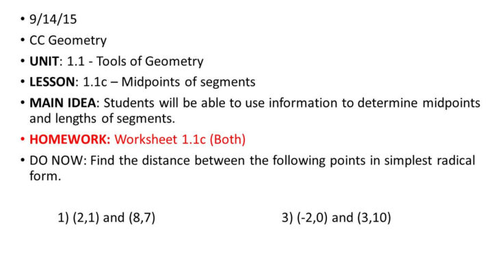 Midpoints And Segment Bisectors Worksheet Answers