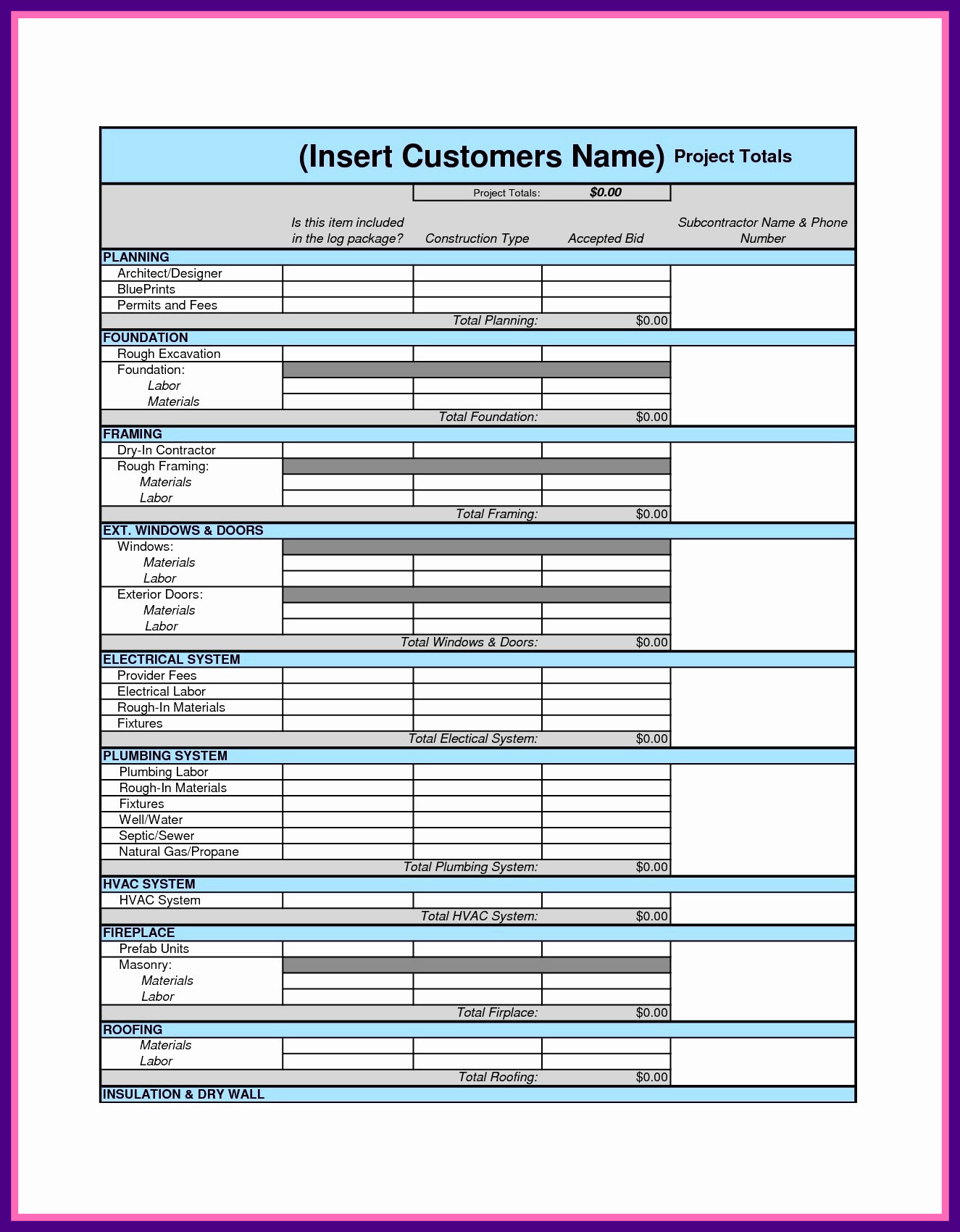 99 Home Replacement Cost Estimator Worksheet