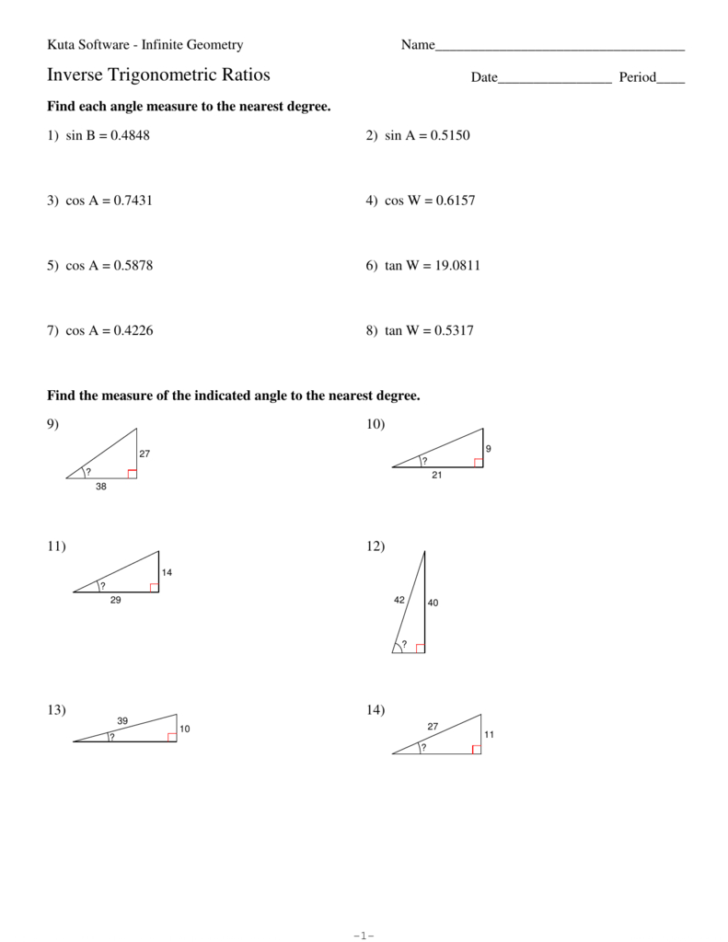 Inverse Trigonometric Ratios Worksheet Answers — db-excel.com