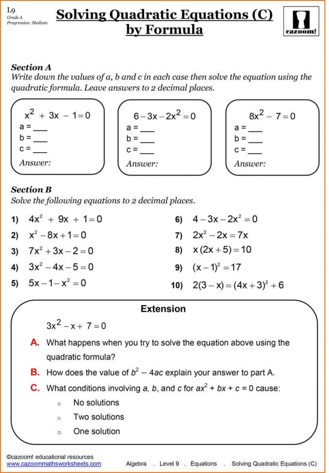 9Th Grade Algebra Worksheets Free Printable Free Printable ...