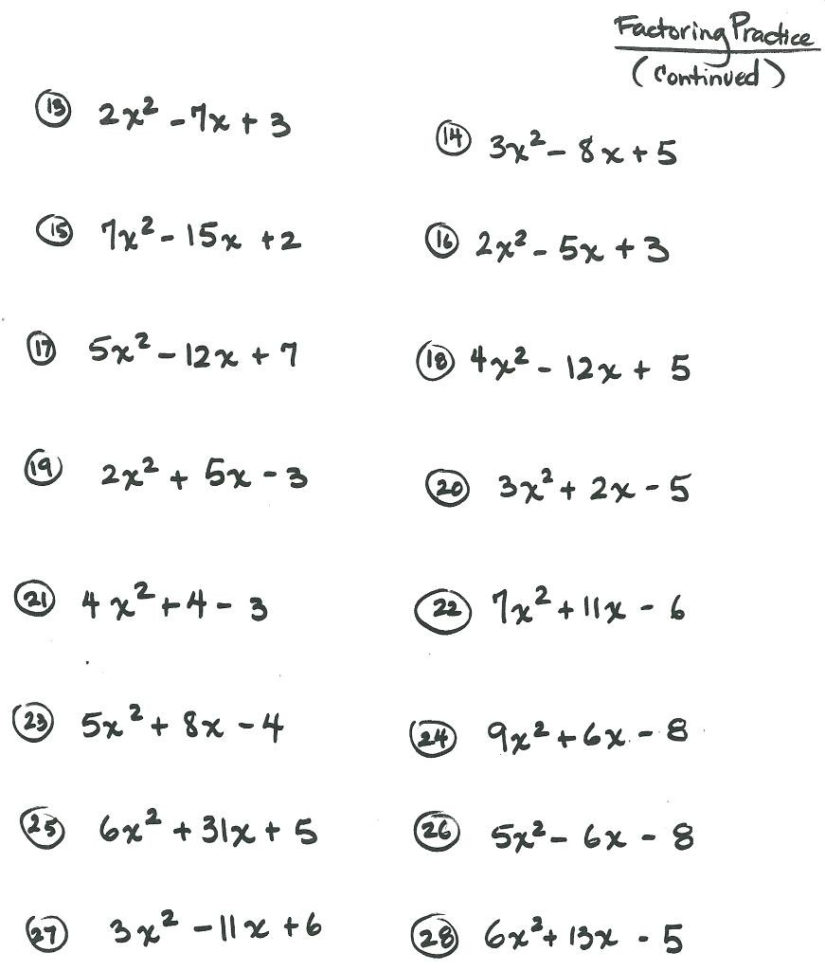 9th Grade Math Worksheets Printable Algebra