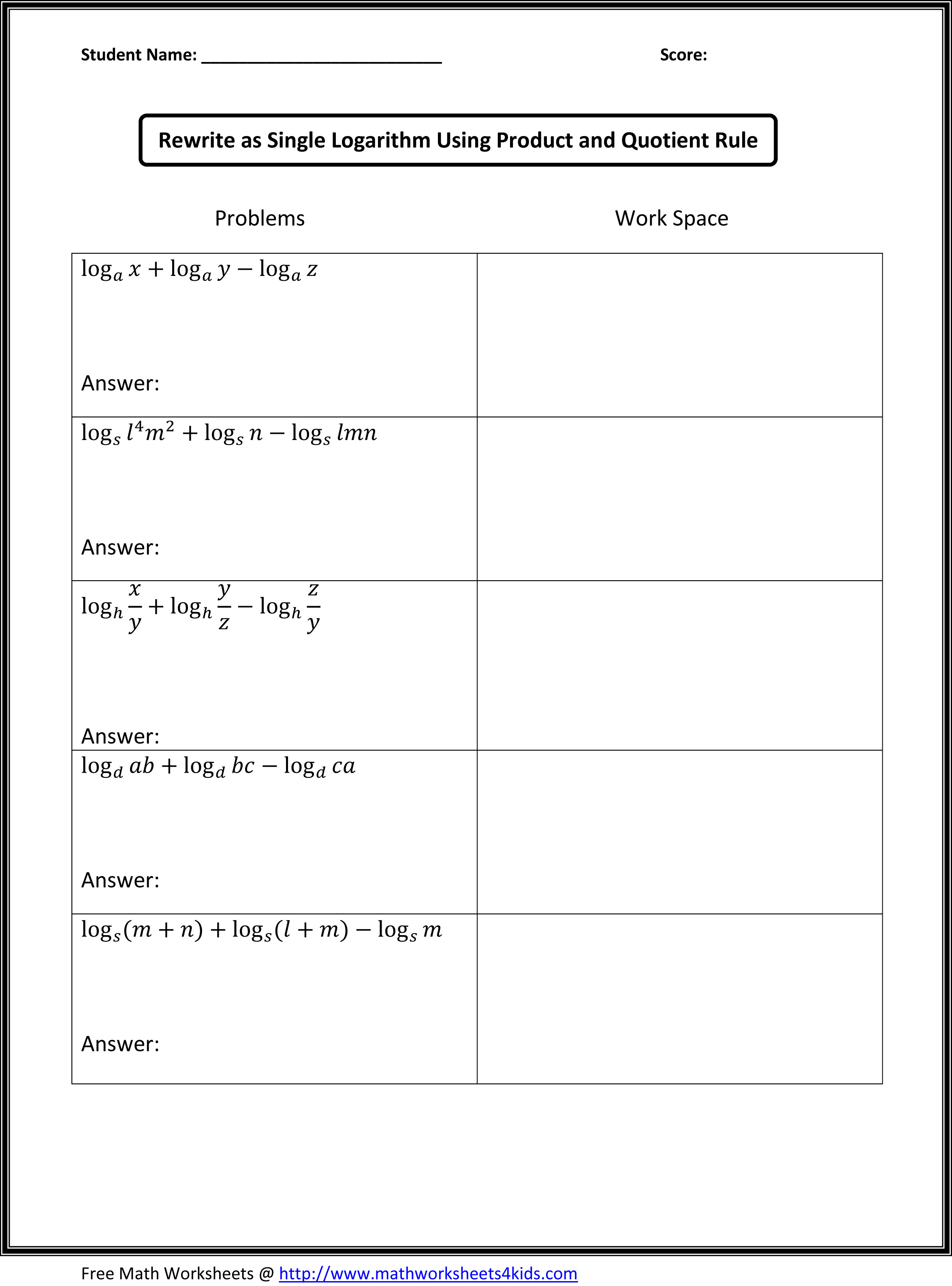 9th grade homework sheets