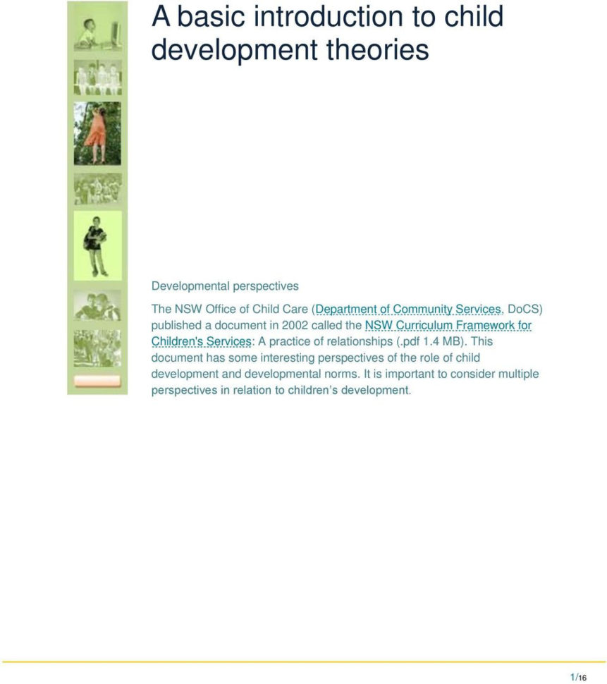 A Basic Introduction To Child Development Theories  Pdf