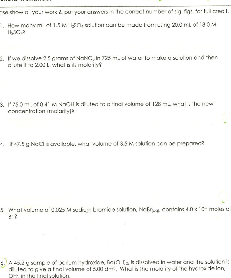 A Chemistry Solutions Worksheet That I Can't Seem To Figure A Chemistry Solutions Worksheet That I Can't Seem To Figure