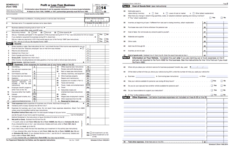 Schedule C Income Calculation Worksheet — db-excel.com