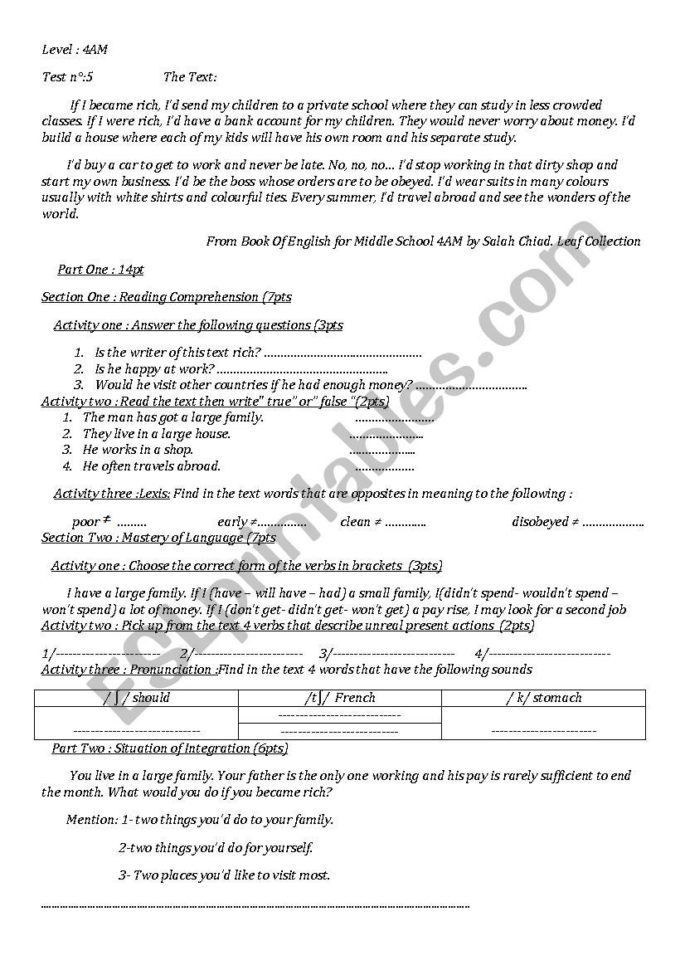 A Reading Comprehension  Esl Worksheetaldjia