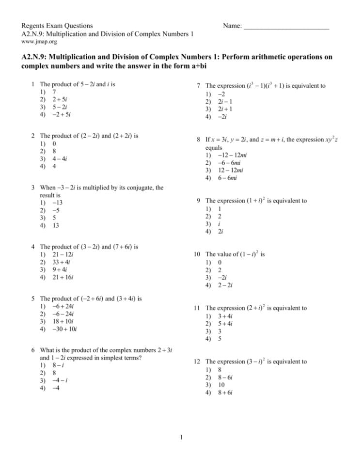 A2N9Multiplicationanddivisionofcomplexnumbers1Tst