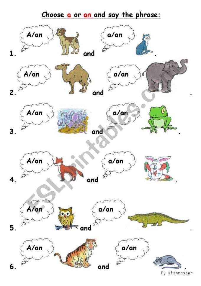 Aan Worksheet For Little Kids  Esl Worksheetwishmaster