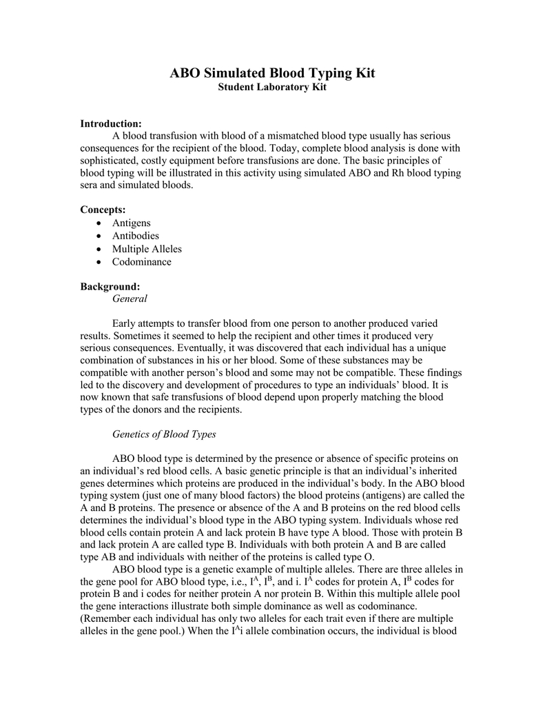 Abo Rh Simulated Blood Typing Worksheet Answers Db excel