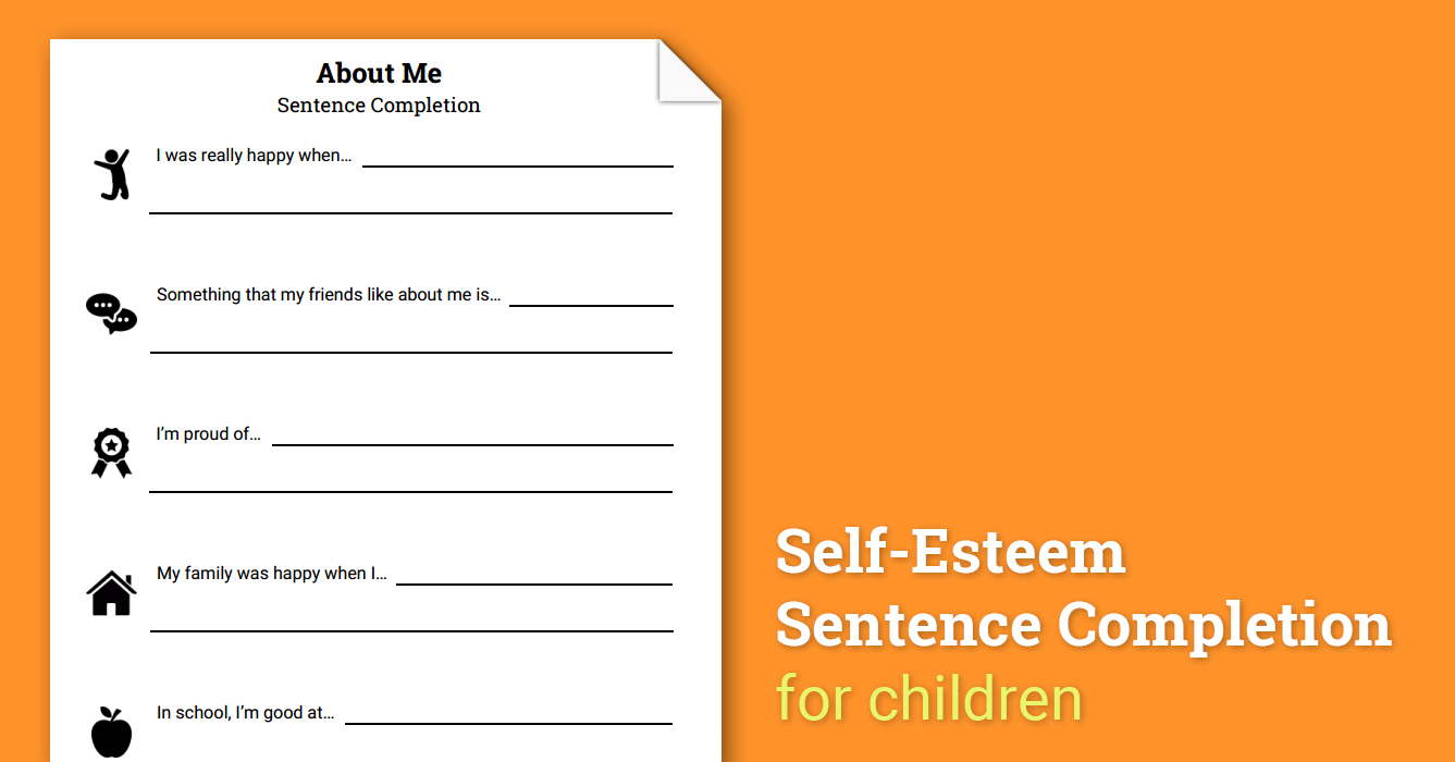 About Me Selfesteem Sentence Completion Worksheet