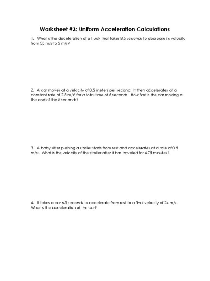Acceleration Calculations Worksheet Dads Worksheets Letter C