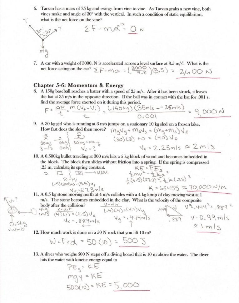 Acceleration Worksheet Answer Key