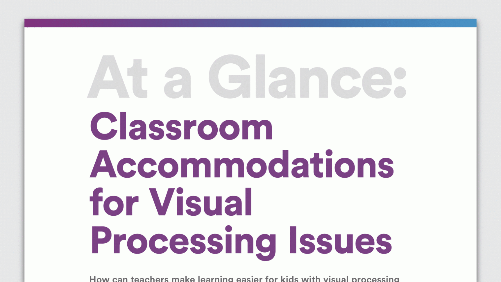 Accommodations To Help Students With Visual Ing