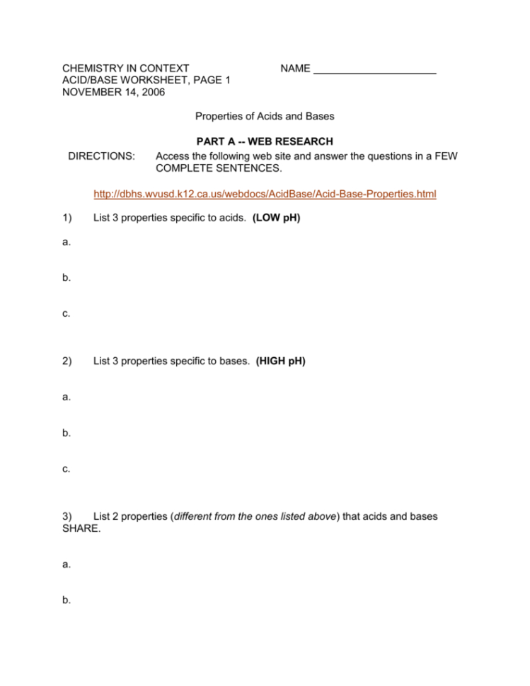 Acidbase Worksheet 1