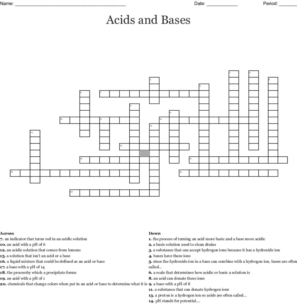 Acids And Bases Crossword  Word