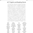 Act English And Reading Words Word Search  Word