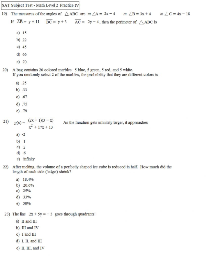 Act Math Practice Worksheets — db-excel.com
