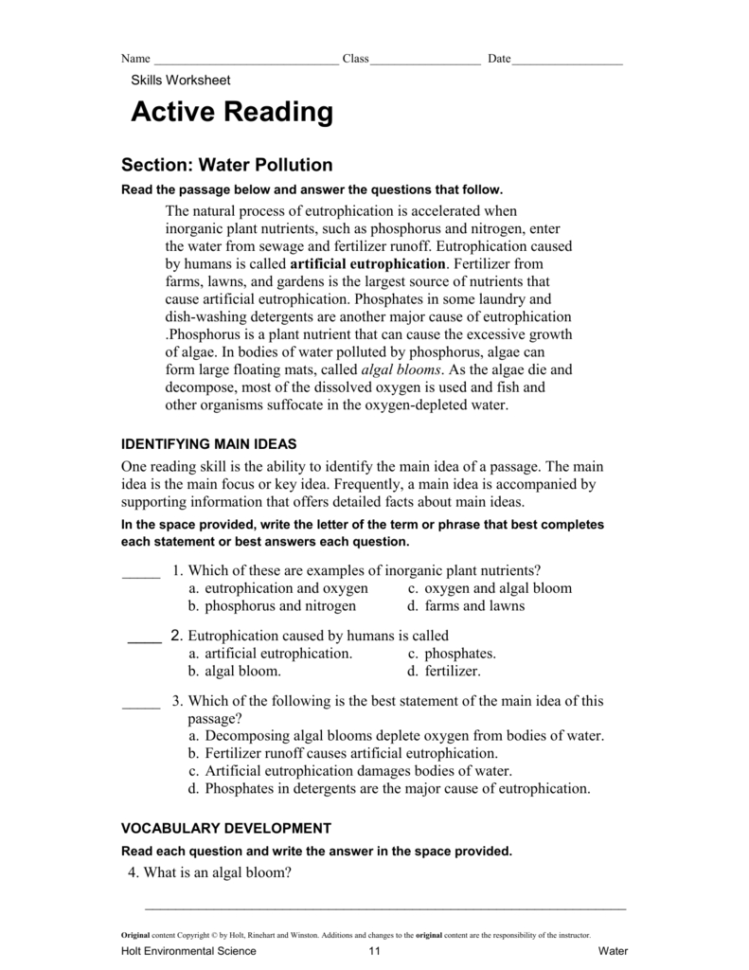 Active Reading Ter Pollution