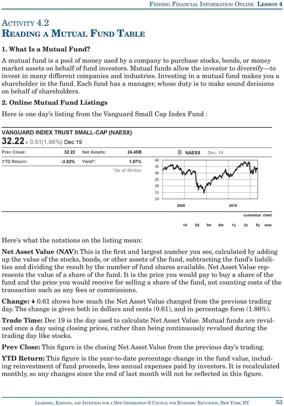 Activity 41 Reading A Stock Table  Pdf