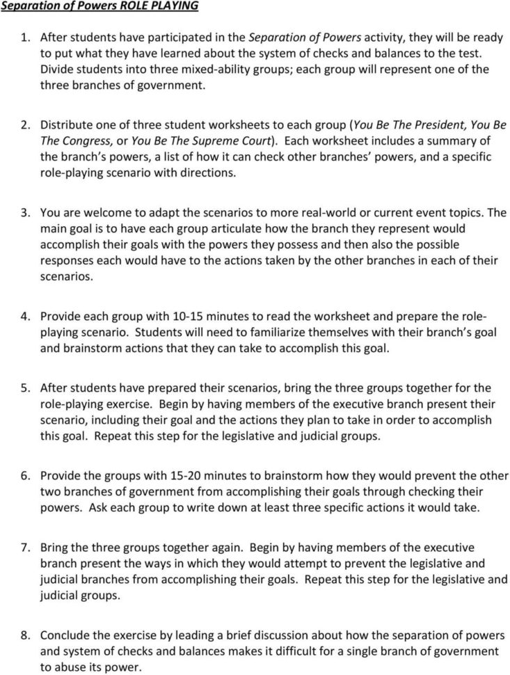 Activity Separation Of Powers Who S Got The Power  Pdf