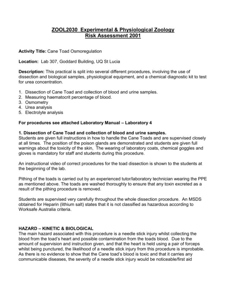 Activity Title Zool2030  Experimental  Physiological Zoology