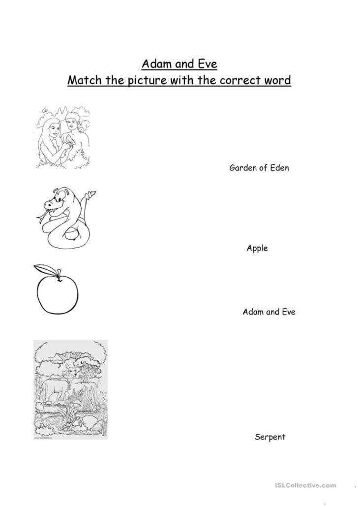 Adam And Eve Worksheet Printable