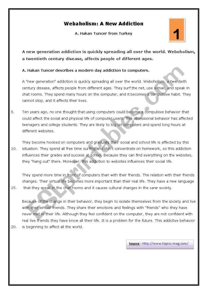Addictions  Esl Worksheetchamanne