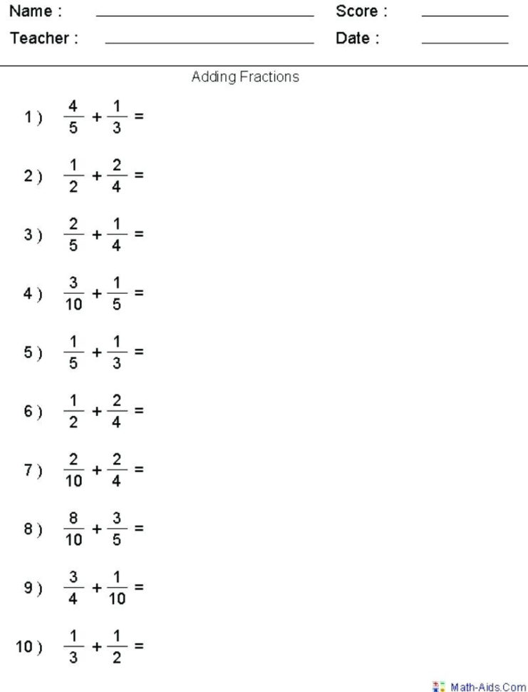 Adding And Simplifying Fractions Math Grade Adding