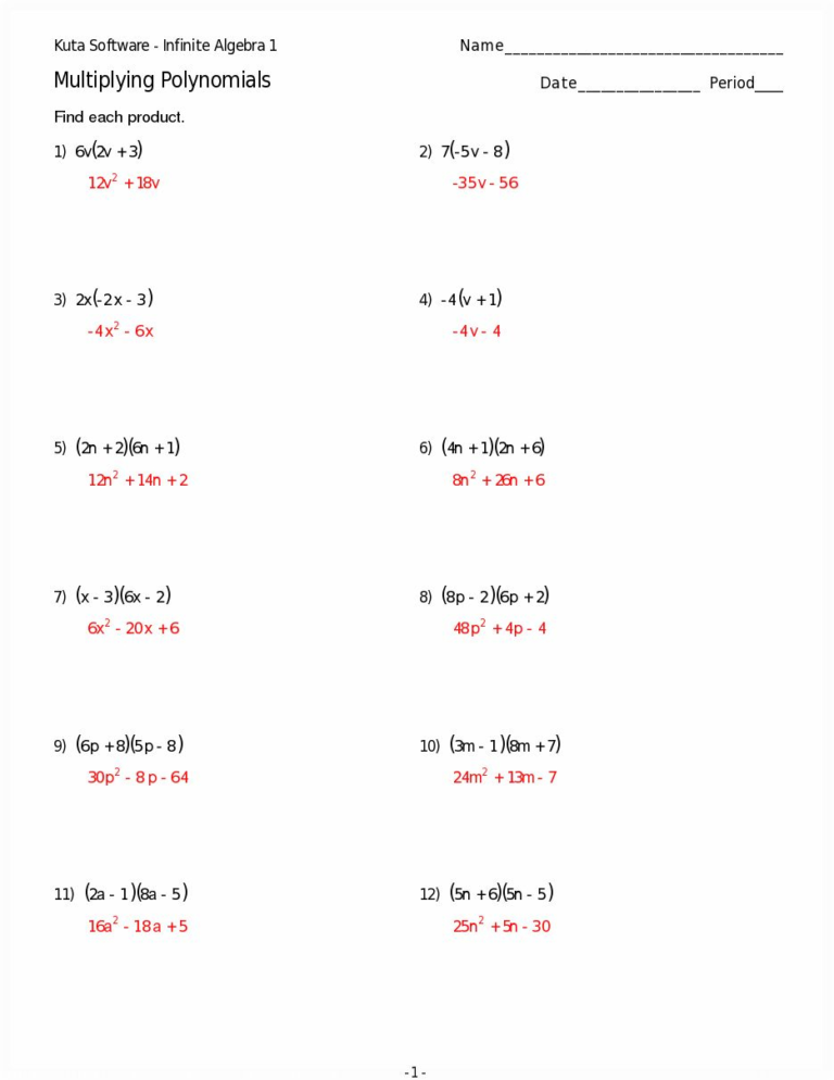 polynomials addition and subtraction worksheet answers