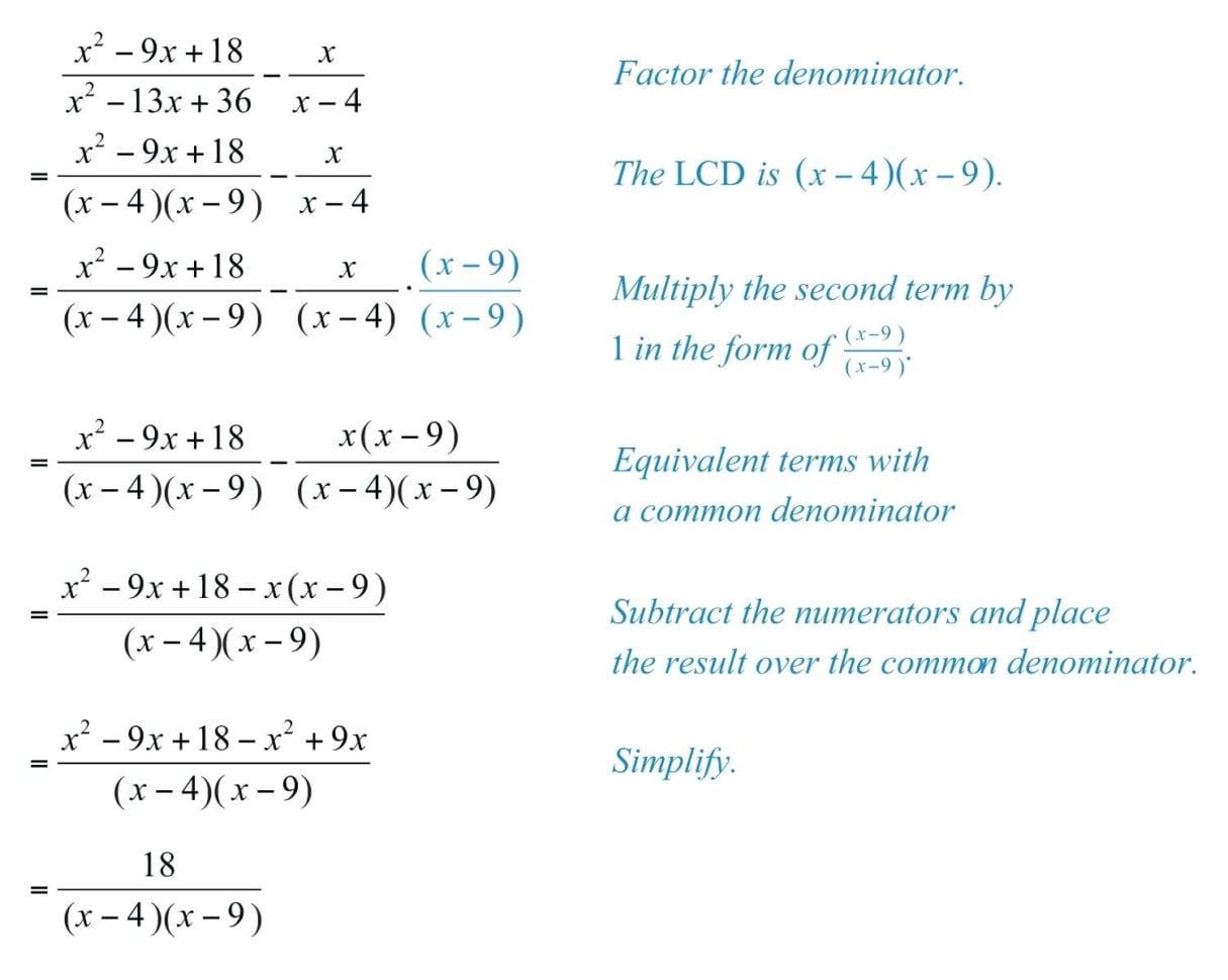 Adding And Subtracting Rational Expressions Worksheet Math
