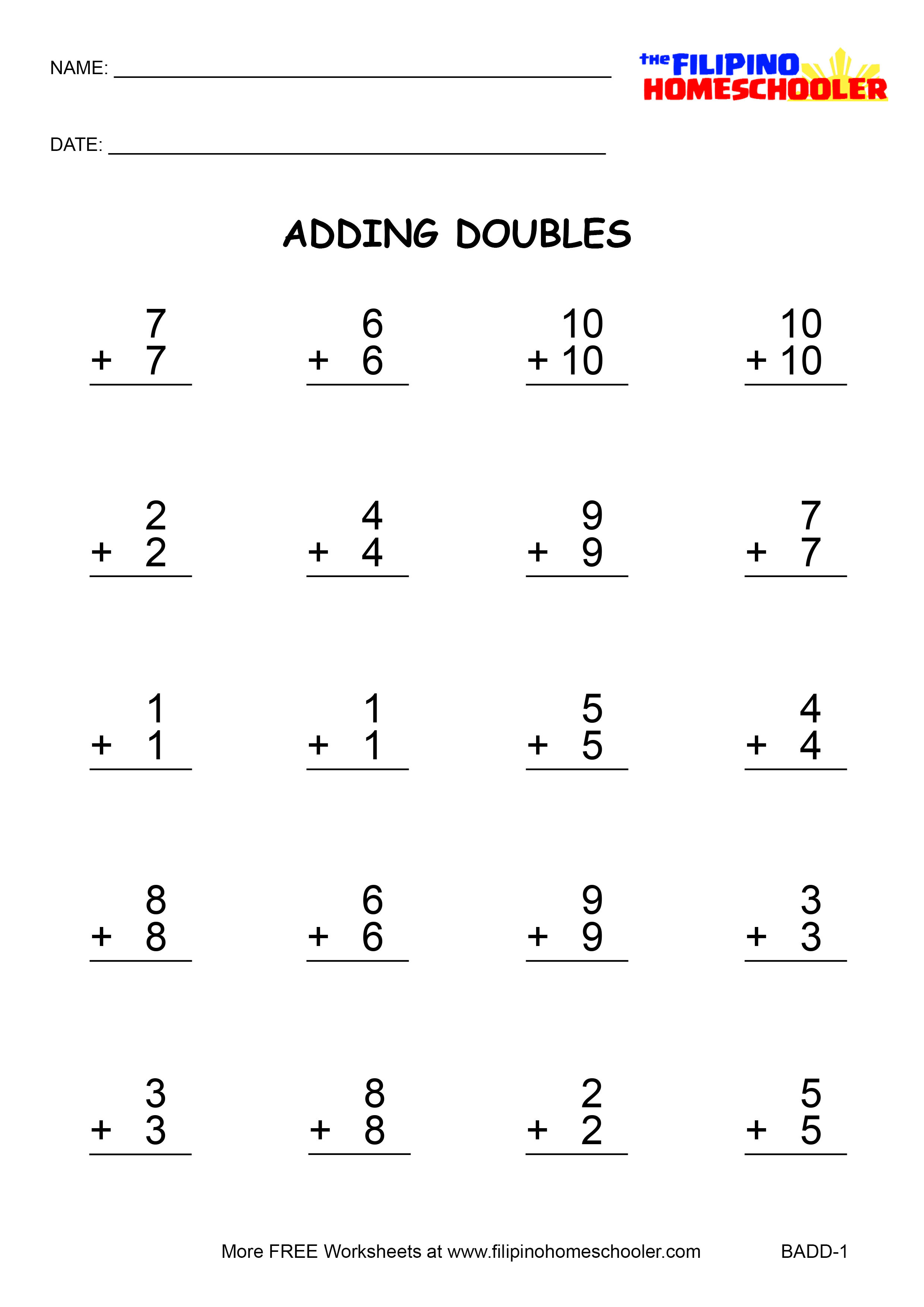 Adding Doubles Worksheets And Teaching Strategies – The