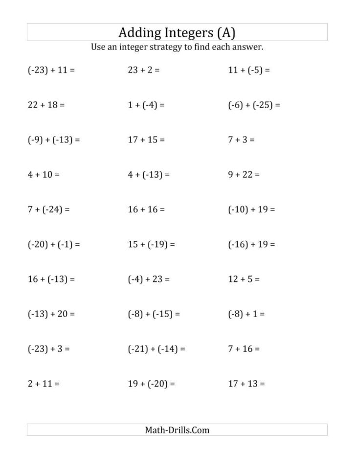 Positive And Negative Numbers Worksheet Db excel