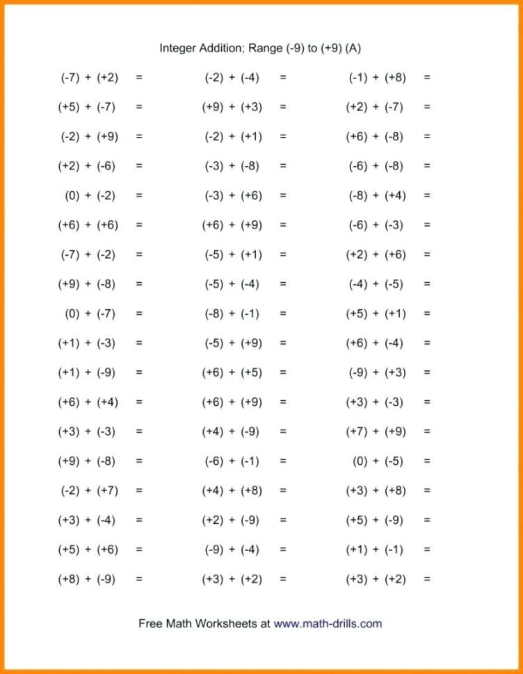 Adding Integers Worksheet Pdf Math How To Positive And