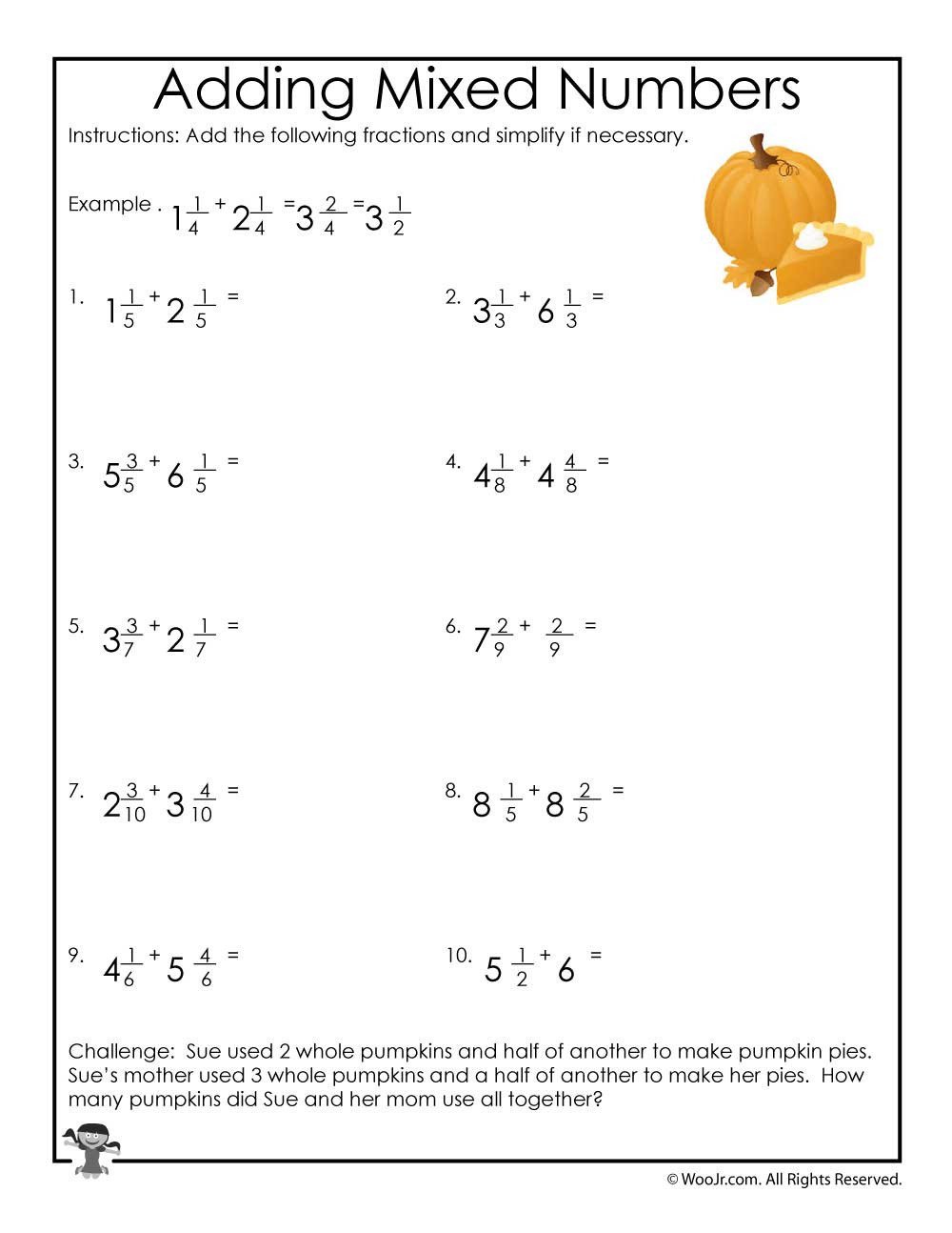 Mixed Number Worksheet For Kindergarten