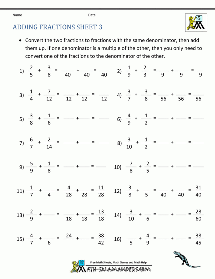Adding Subtracting Multiplying And Dividing Fractions Worksheet — db ...