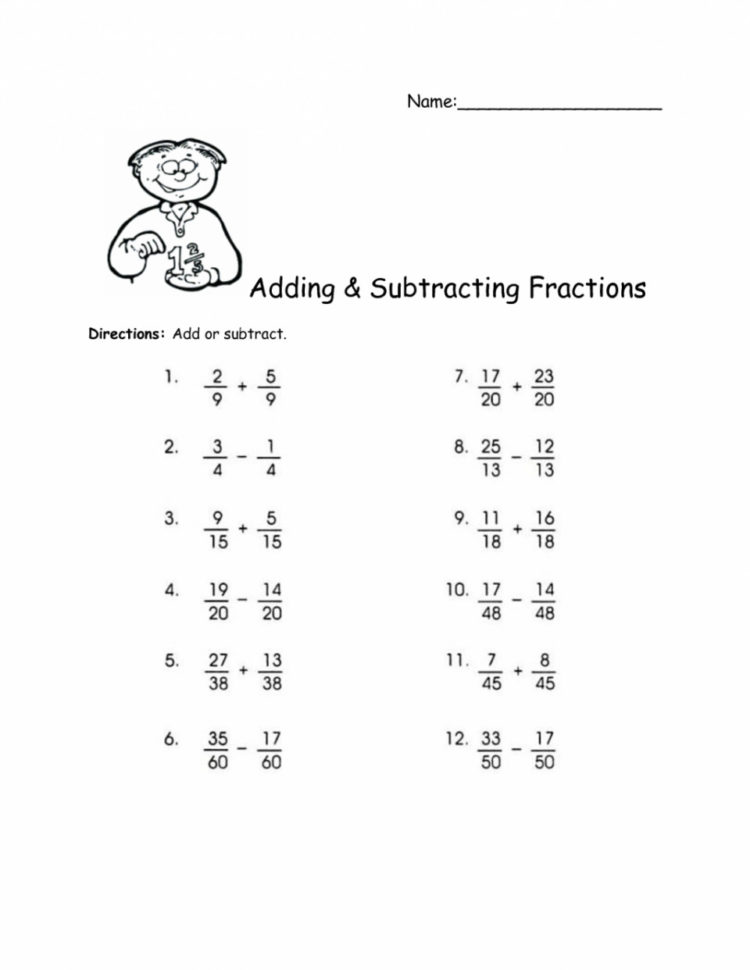 Adding Subtracting Multiplying Dividing Fractions Worksheet