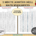 Addition 5 Minute Drill H 10 Math Worksheets With Answerspdf Year  123 Grade 123Printable Addition Worksheets Kindergarten