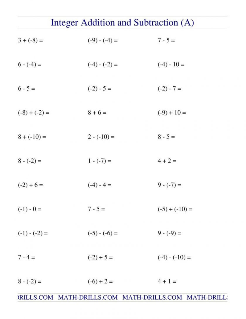 6Th Grade Integers Worksheets — db-excel.com