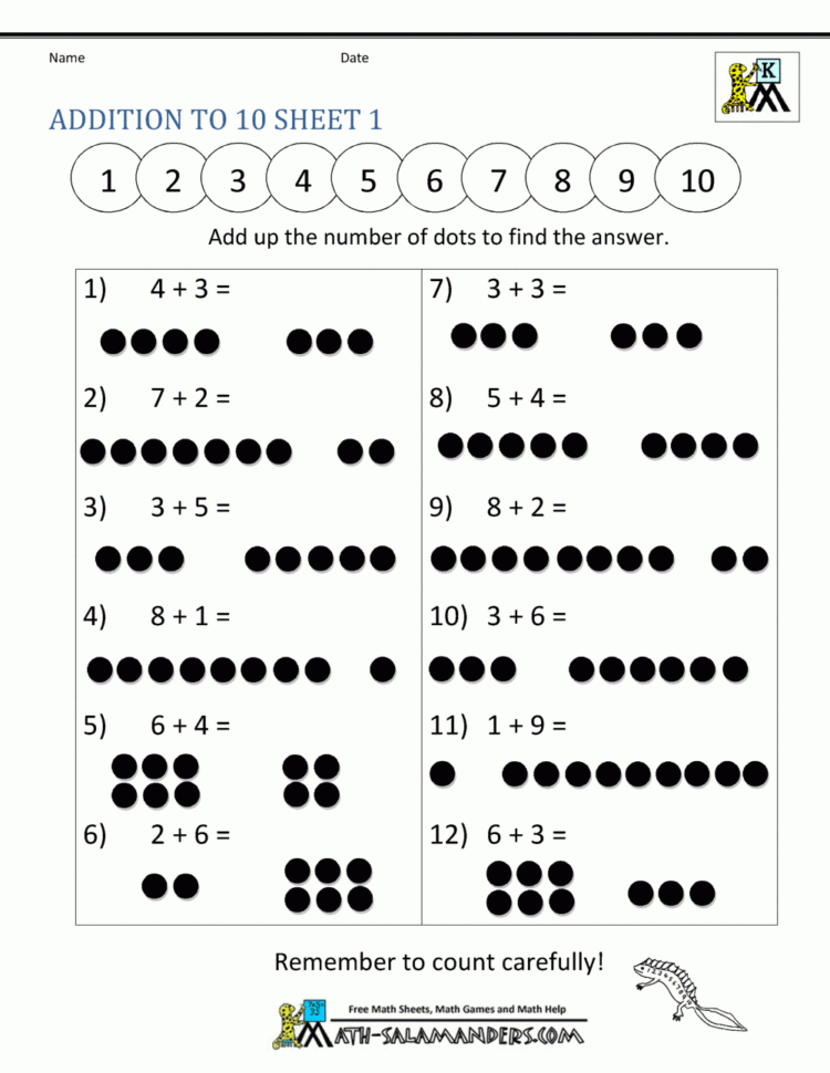 Addition And Subtraction Worksheets For Kindergarten