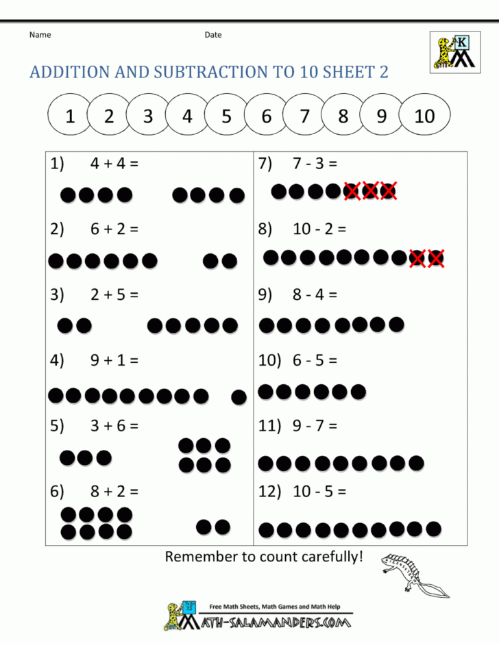 Subtraction Worksheets For Kindergarten Pdf — db-excel.com