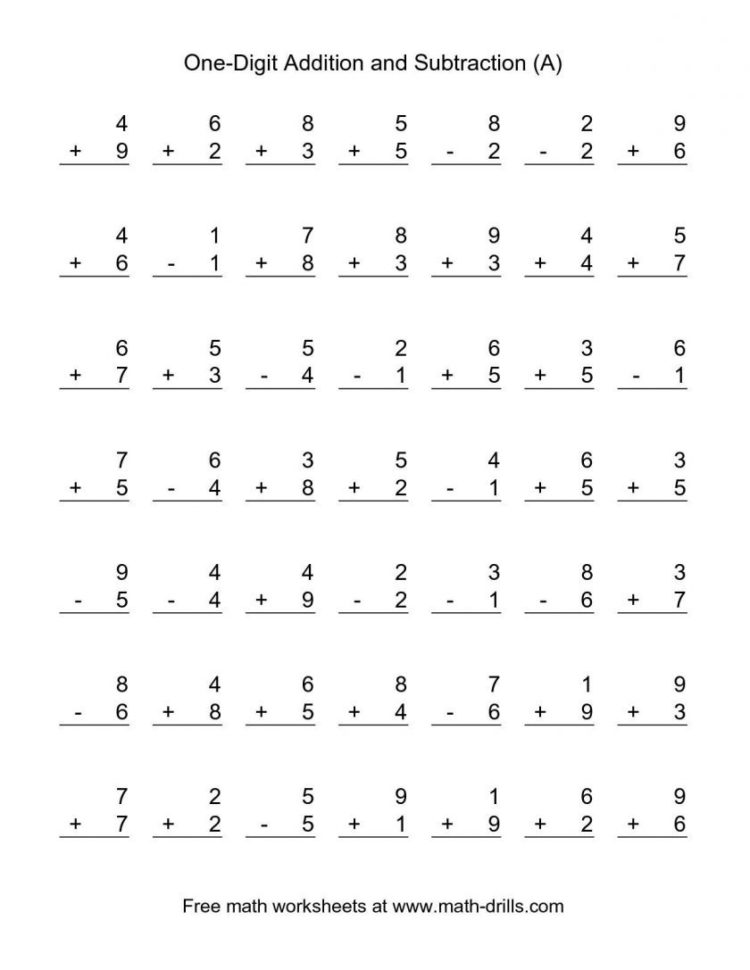 Addition And Subtraction Worksheets For Kindergarten Maths —