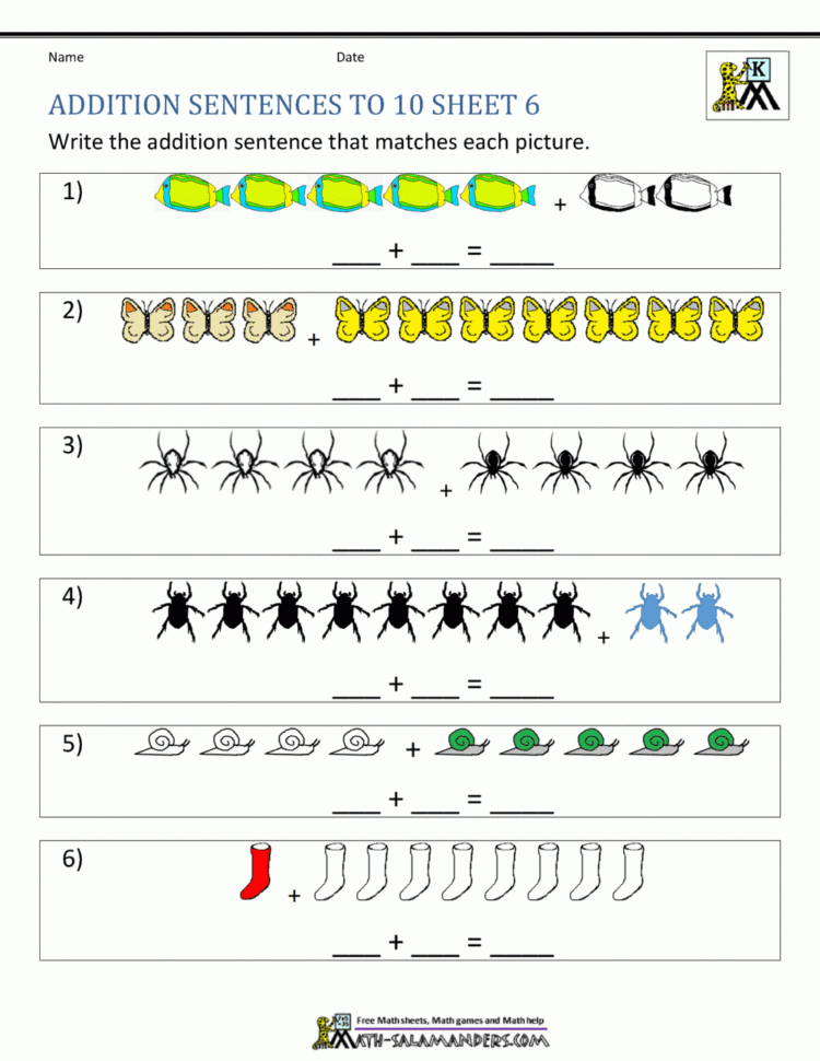 Addition Worksheets For Kindergarten