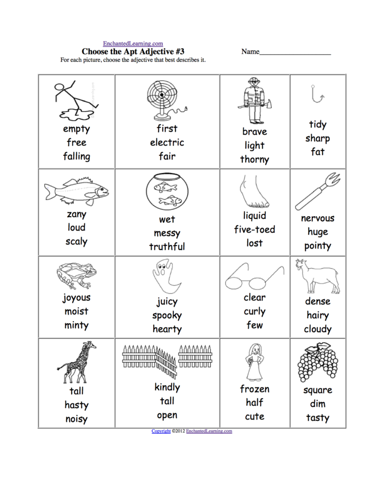 Adjective And A List Of Adjectives Enchantedlearning