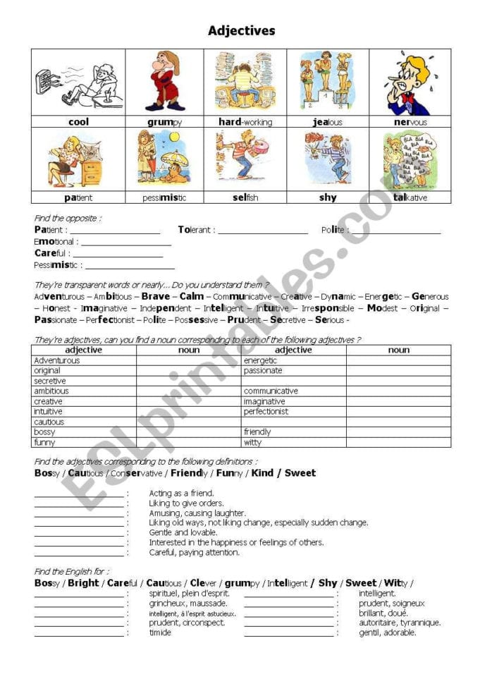 Adjectives About Personality  Esl Worksheetfeenanou