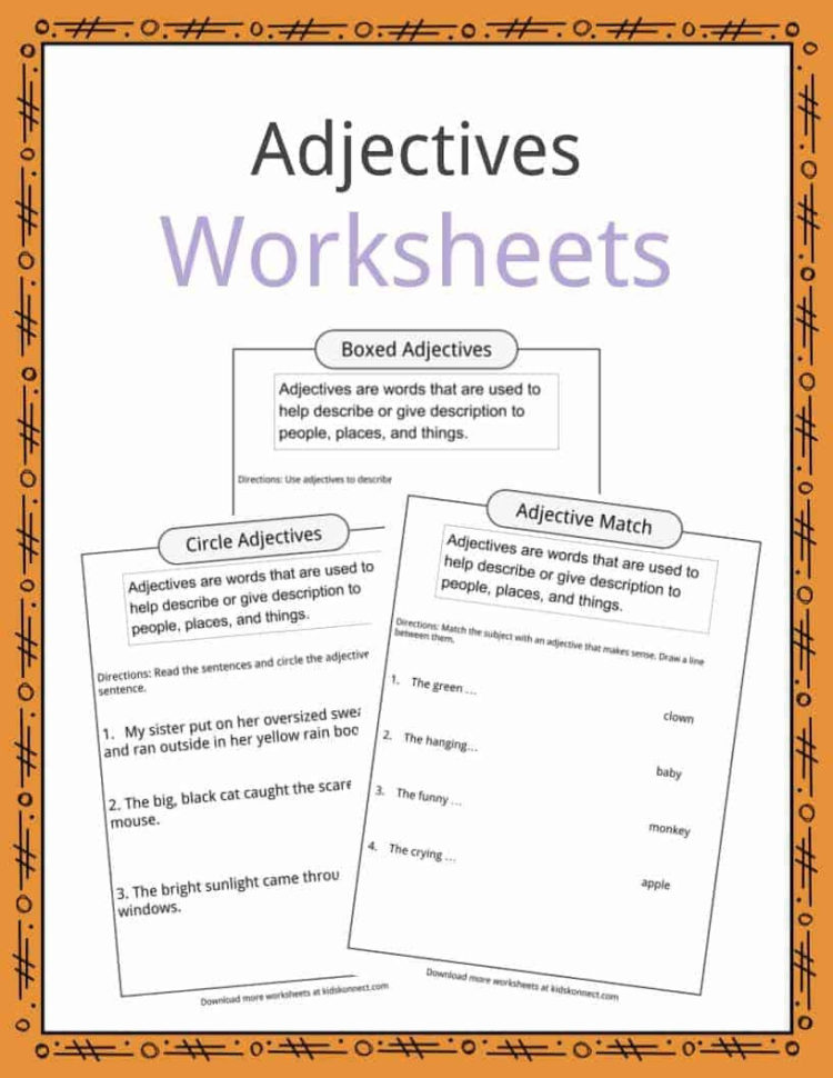 Adjectives Definition Worksheets   In Text For Kids