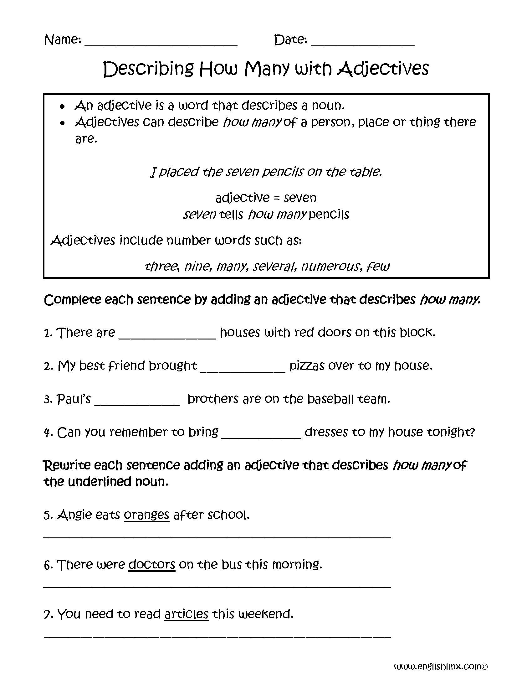 Adjectives Worksheets  Regular Adjectives Worksheets