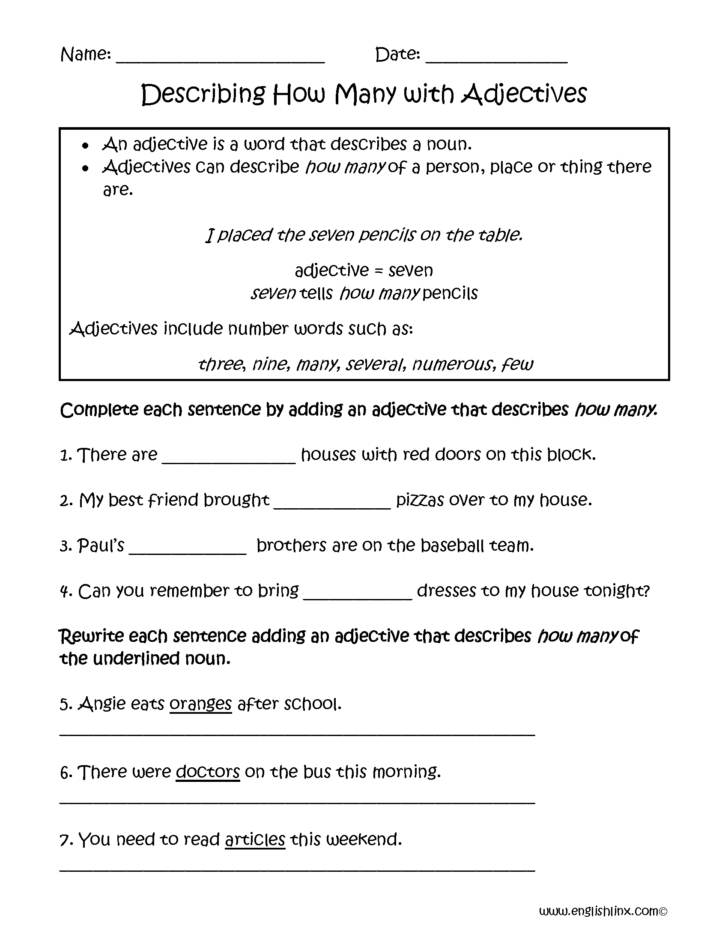 Adjectives Worksheets For Grade 4 Db excel