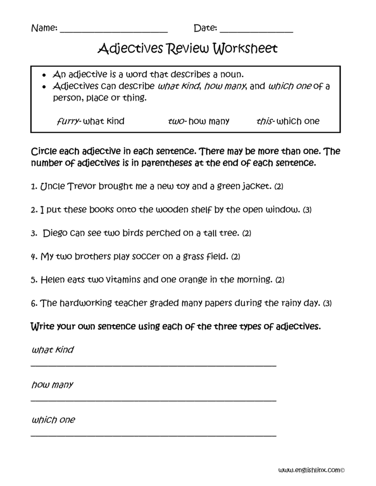Adjectives Worksheets  Regular Adjectives Worksheets